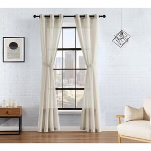 LUCKY BRAND SET OF TWO GROMMETS AND TIEBACKS CREAM NWT Beige